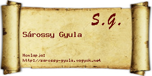 Sárossy Gyula névjegykártya