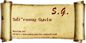Sárossy Gyula névjegykártya